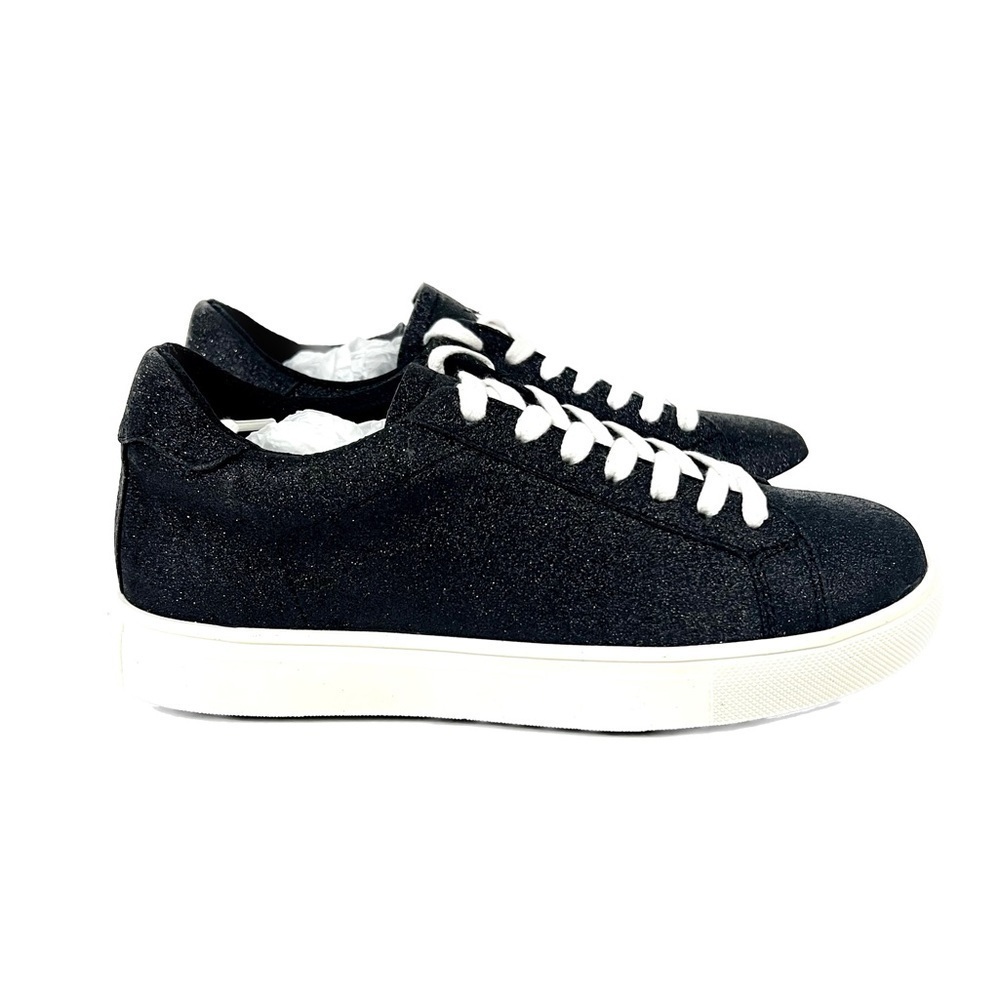 NIB - Isaac Mizrahi Live! Lace-Up Black Glitter Sneakers - Size 5.5 - Picture 4 of 8